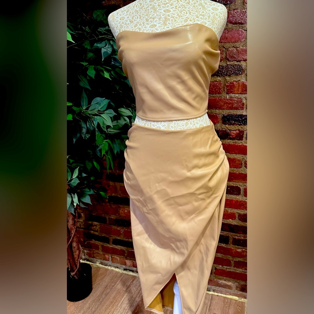 Faux Leather 2 piece skirt set.